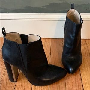 BCBG MaxAzria black leather booties